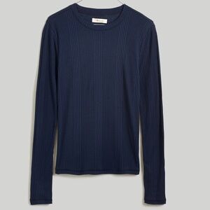 Madewell Variegated Ribbed Long Sleeve Top in Deep Indigo